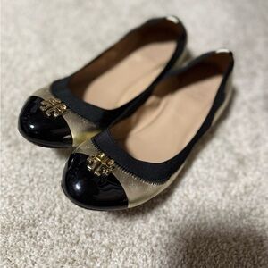 Tory Burch Black and Gold Women's Ballet Flats size 5.5